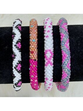 ALL PROFITS TO CHARITY! Bracelets Crocheted by Hand in Nepal (set of 4) #681